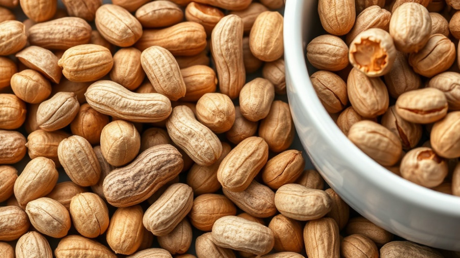 Raw peanuts in shell and bowl for peanut allergy prevention.