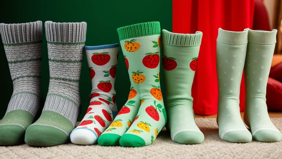 Diverse socks styles against colorful backgrounds, promoting 'socks that give back'.