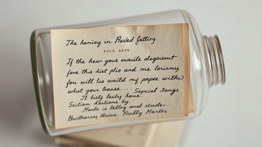World War 1 soldiers messages in a bottle with handwritten letter.