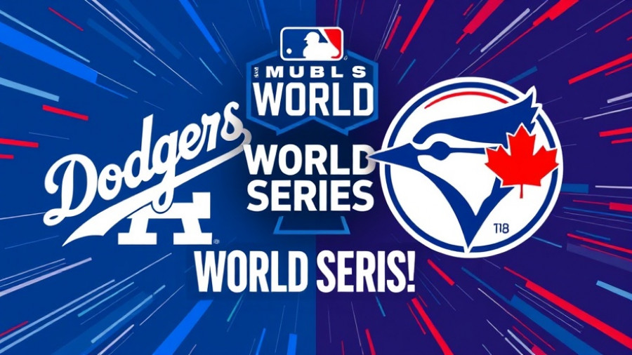 World Series Game 7 Dodgers vs Blue Jays team logos, MLB 2025
