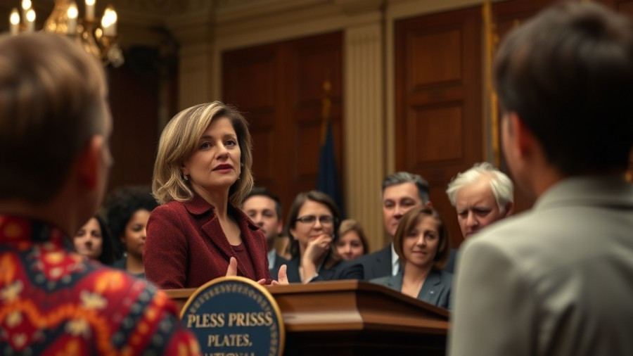 Confident speaker at National Press Club discussing the future of defense.