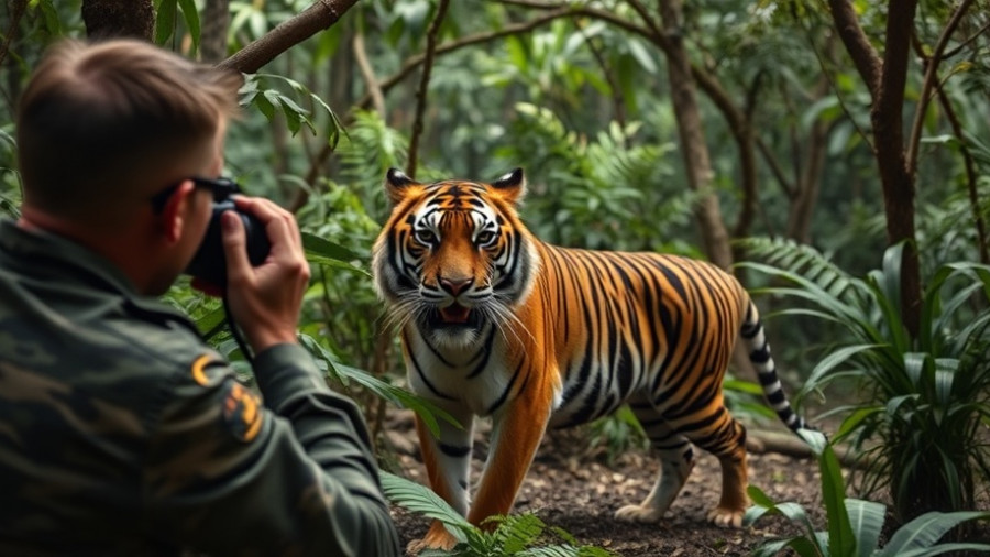 Wildlife photographer in Pench documenting Bengal tiger coexistence.