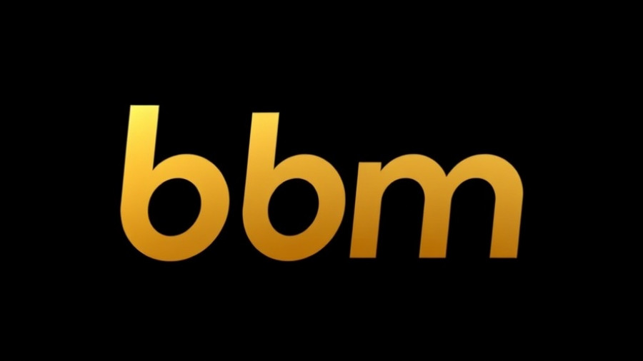 Minimalist 'bm' logo in black and gold.