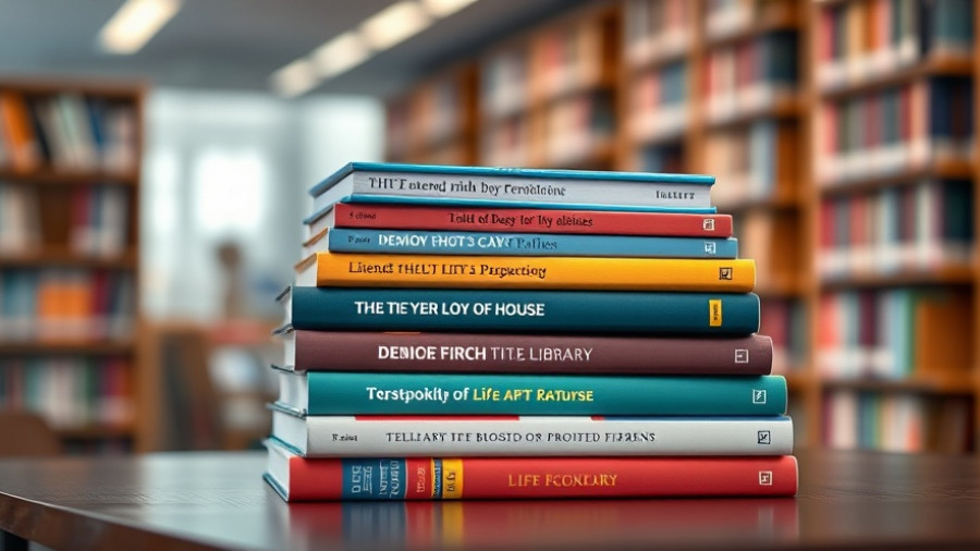 Colorful books stack on library table representing dyslexia-friendly publishing.