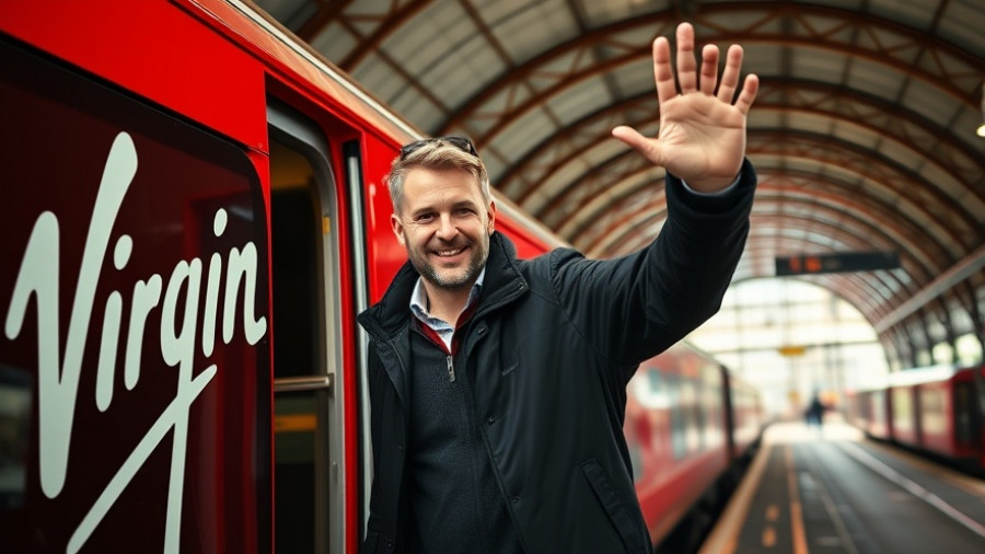 Virgin Trains Eurostar competition with man exiting train.