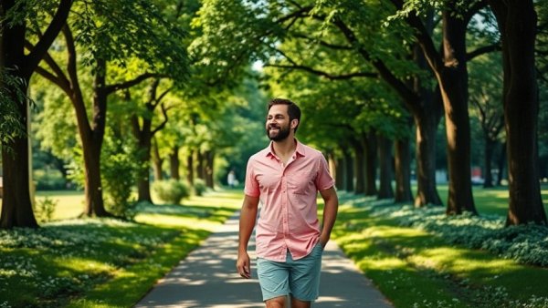 Man walking in park, Doctors Prescribing Nature concept.
