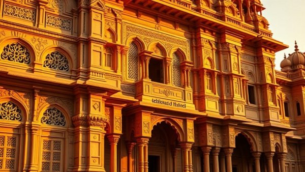 Intricate details of India's Underrated Royal Palaces at sunset.