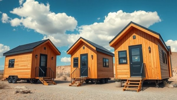 Modern tiny homes in desert: Subsidized teacher housing.