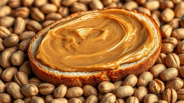 Peanut butter bread surrounded by peanuts; related to peanut patch treatment for allergies.