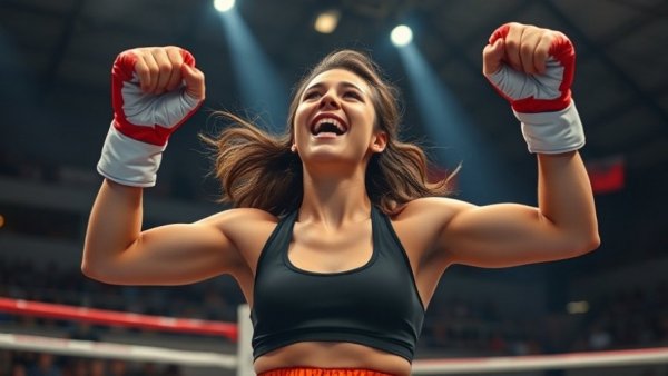Minakshi Hooda celebrating victory in her boxing journey.