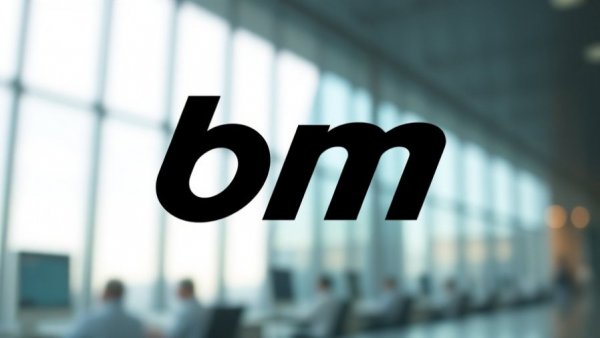 Minimalist black and yellow business logo reading 'bm'.