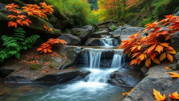 Tranquil waterfall, vibrant autumn foliage, Best Places to Retire in the USA.
