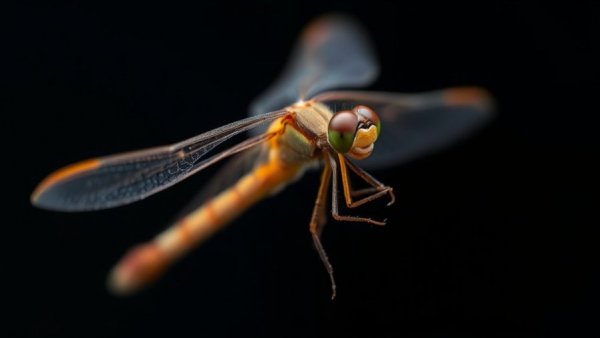 Intricate dragonfly with translucent wings showcasing Animal Origami Technology.