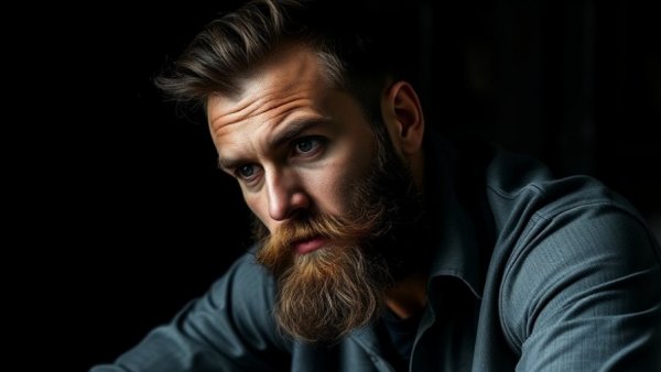 A thoughtful bearded man, embodying Dostoevsky insights for entrepreneurs, captured in classic portrait style.
