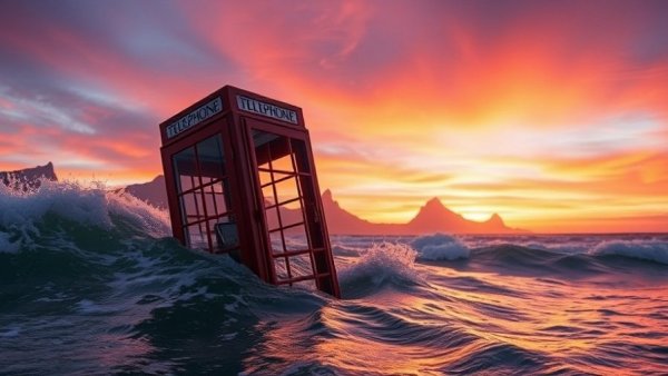 Surreal phone booth in Cape Town waves at sunset, Stanton Europa Success Story.