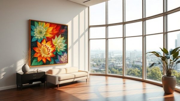 Elegant room with painting and city view, Positive Business News.