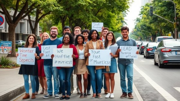 Life Chain to Pray for the Unborn advocates hold signs near a busy road.