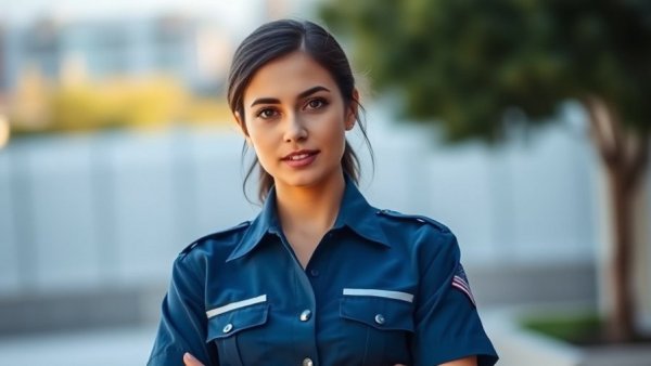Confident woman in blue, standing outdoors, climate doulas.