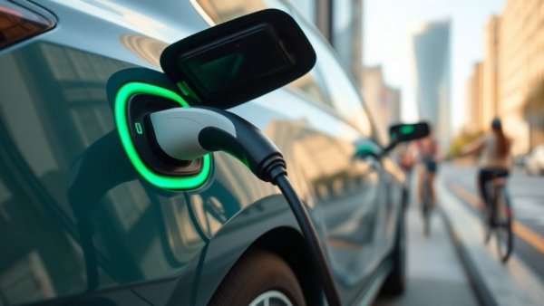 Electric car charging in city reflecting Scotland's Climate Action Plan.