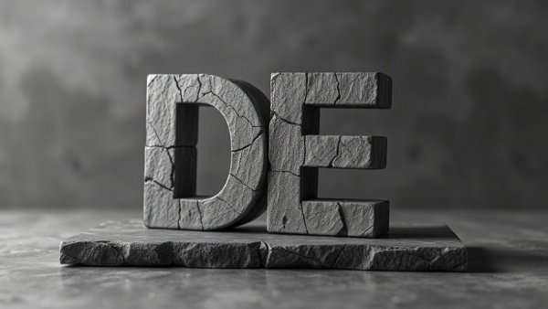 Cracked DEI letters symbolizing DEI values in business.