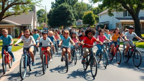 Bike Bus Community Initiative: Joyful group cycling in neighborhood