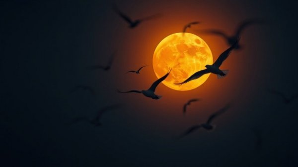 Good News of the Week: Birds flying by the full moon.
