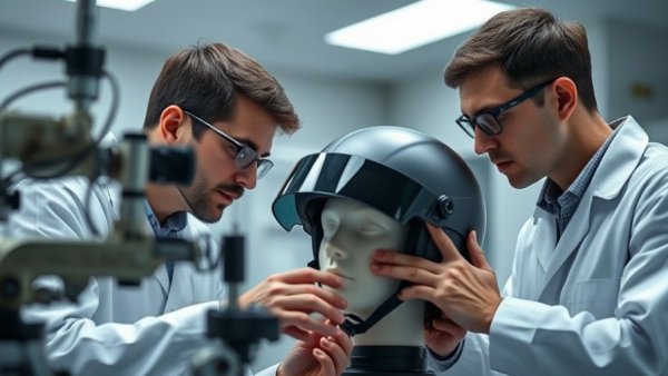 Helmet safety testing at VA Tech Helmet Lab, researchers at work.