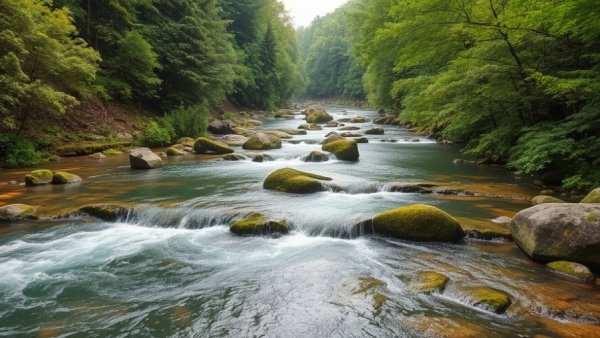 Pristine river amidst a lush forest for dam removal success stories