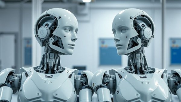 Two crash test dummies in a lab align with female crash test dummy standards.