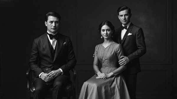 Vintage portrait of a couple, possible Titanic memorabilia.