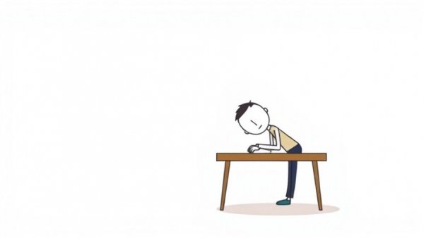 Abstract figure leaning on desk symbolizing support.