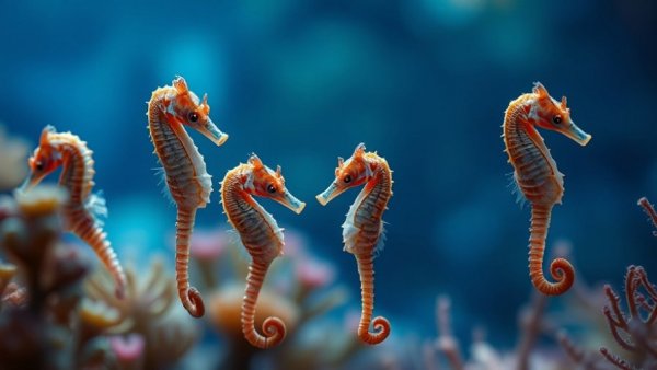 Seahorses swimming in Dorset waters