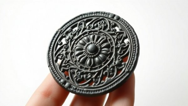 Close-up of intricately designed ancient artifact in hand.