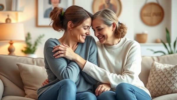 Two women embracing in a comforting moment, combating loneliness through community initiatives.