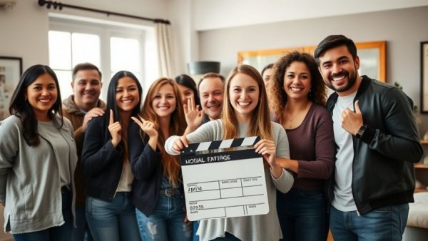 Menopause Film India cast holding a clapboard in a warmly lit room.