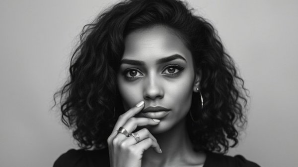 Thoughtful woman's vintage portrait related to Nina Simone's childhood home restoration.