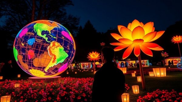 Lanterns of the Wild Twycross Zoo vibrant display at night.