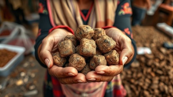 Hands holding cow dung cakes for urban gardening.