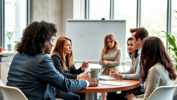 Professionals in a meeting building a great culture, collaborative atmosphere.