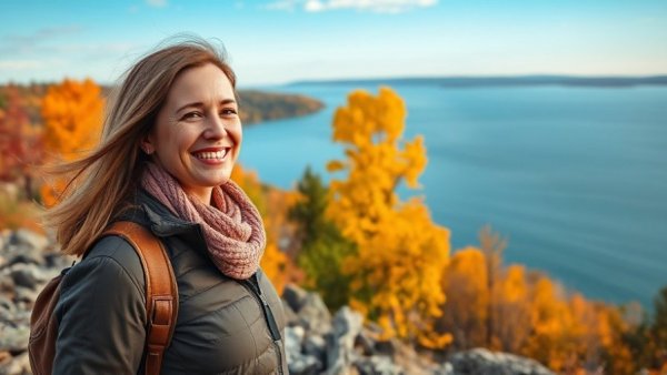 Licensed speech-language pathologist enjoying a scenic autumn view