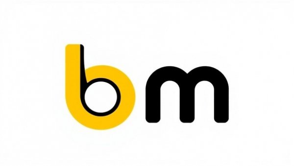 Minimalist 'bm' logo with black and yellow on white background.