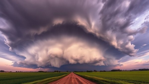 Dramatic thunderstorm over rural landscape highlights positive business news resilience.