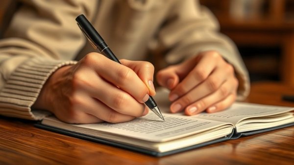 Close-up of right-hand writing in a notebook, Reasons Most People Are Right-Handed.