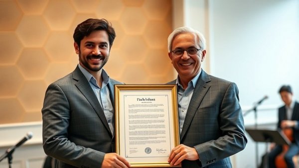 HOPE South Florida 30th Anniversary event with two men holding a framed document.