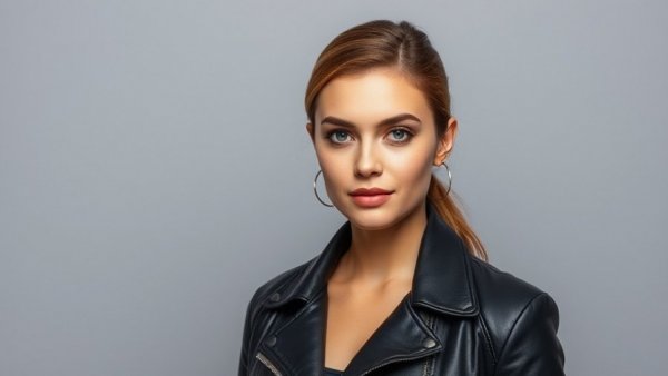 Confident woman in black jacket, Vanity Fair correspondent, portrait photo