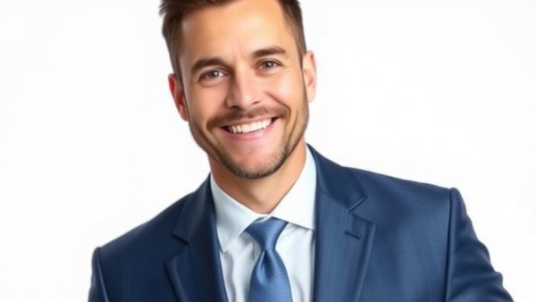 Businessman smiling in blue suit for Ticker Take NYSE partnership.