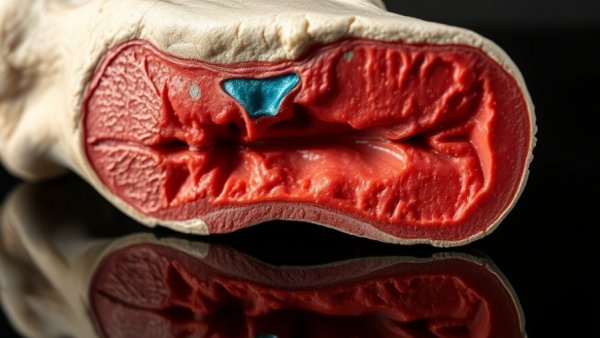 Detailed view of a human bone marrow model in cross-section.