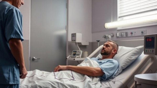 Over $2 Million Raised for Bondi Hero: Hospital scene with two men talking.