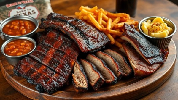 Delicious barbecue platter with ribs and brisket, Blind BBQ Master Dallas.