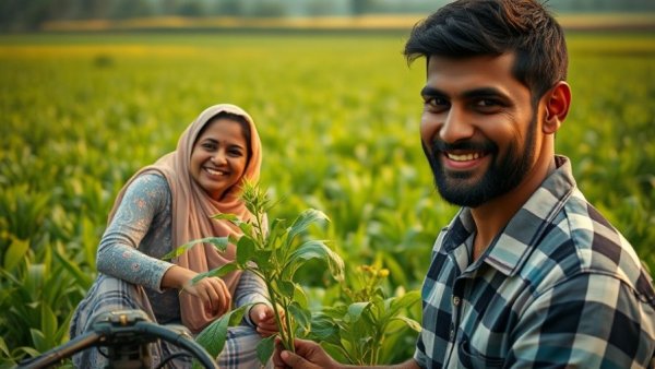 Innovative farmers in rural India showcasing their agricultural work.